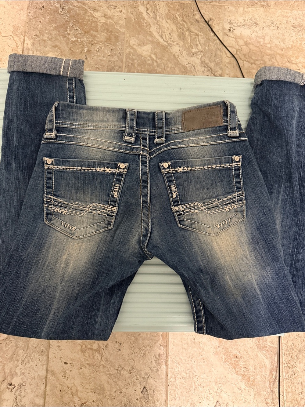 BKE Men's Faded Blue Slim Straight Jeans